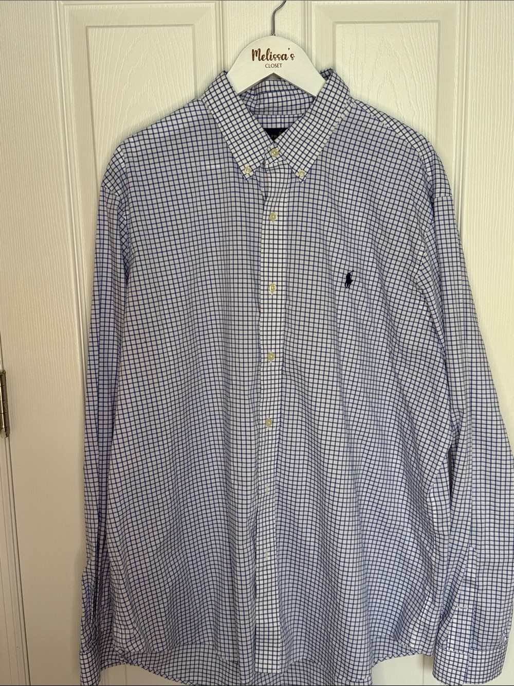 Polo Ralph Lauren Blue Gingham Button Down Shirt XXL Classic Fit 100% cotton